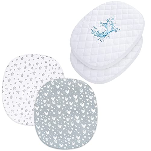Image of Bassinet Mattress Protector for Graco Pack n-Play 21”x 24” & Bassinet Fitted Sheets Compatible with Graco Pack ‘n-Play Dome LX Bassinet(not playard),2 Pack