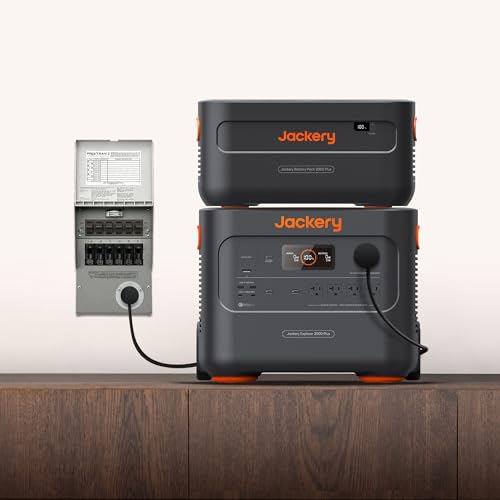 Jackery Explorer 2000 Plus Solar Generator + Manual Transfer Switch, LiFePO4 Battery Home Backup System, up to 12kWh Portable Power Station with Add-on Battery Packs, Expandable for Home Backup