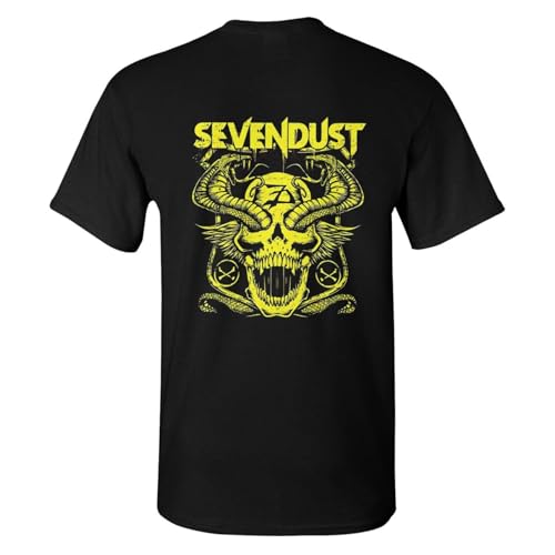 Sevendusts Shirt Mens T Shirt Short Sleeve Crew Neck Tees Double Sided Printing Classic Tshirts Black3