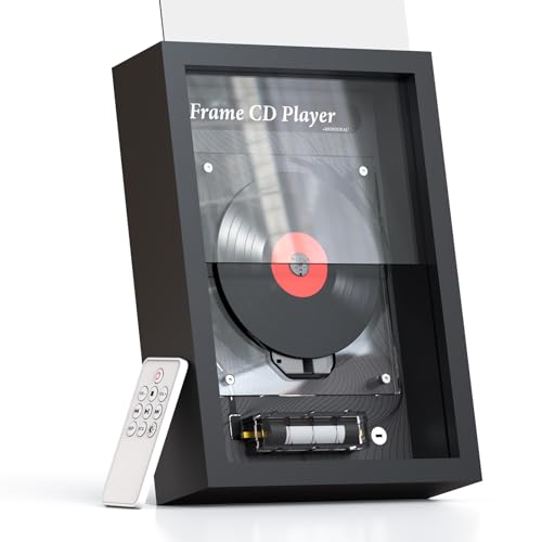 Vertical CD Player for Wall & Desk MONODEAL Wall CD Players for Home Hi-Fi Bluetooth Transmitter (Requires External Speaker) 8H Rechargeable Battery Transparent Industrial Art Decor