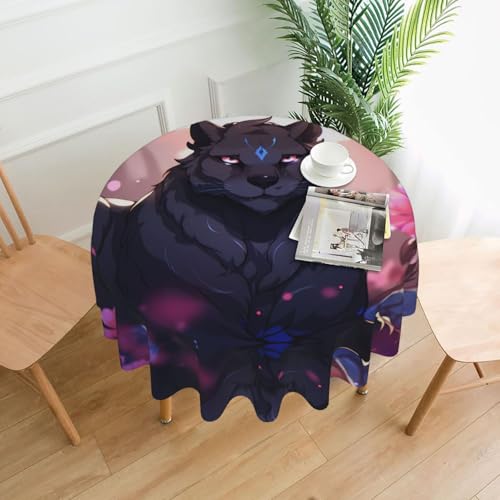 Nappe ronde Black Panther de 152,4 cm - Lavable - Pour restaurant, pique-nique, intérieur et extérieur