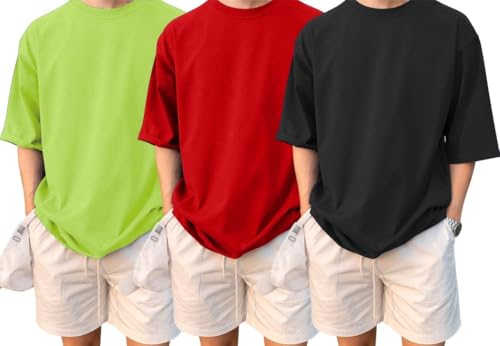 Image of LEOTUDE Men's Oversize Graphic Printed Combo Pack of 3 T-Shirt | Round Neck Half Sleeve T-Shirt for Men's (Combo : Pack of 3)