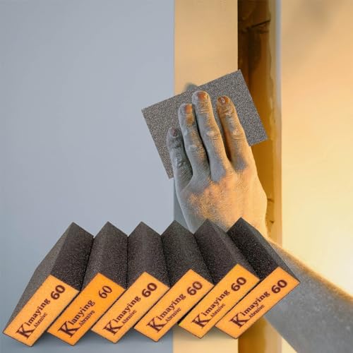 Sanding Sponge, 60 Grit Assortment Sanding Block, Wet and Dry Dual-use Sander Sponges for Drywall Metal, Sandpaper Sponge for Wood, Washable and Reusable