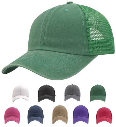 Image of Vintage Washed Snapback Baseball Hat for Men Women, Unstructured Cotton Crown /Soft Mesh /Flexible Visor /Foldbale for Pocket