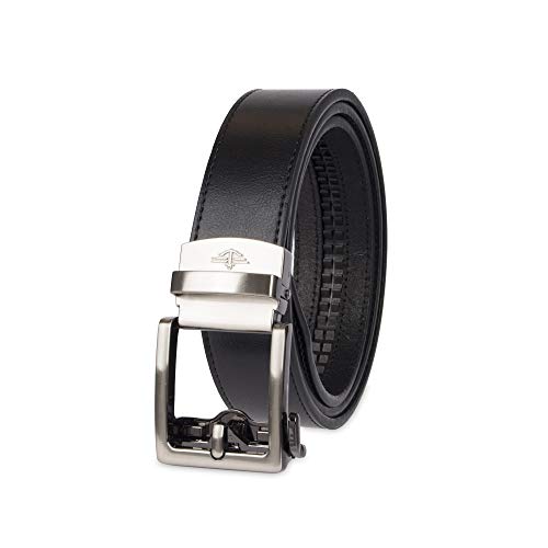 Dockers Men's 1.3 in. Wide Perfect Adjustable Click to Fit Belt, Black Square, Medium (34-36)