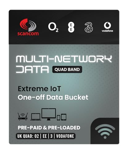 UK Multi-Network Quad Band Data Sim Card - One-off Data Allowance for 12 months - Automatically Connects to EE, Three, O2 or Vodafone at the location in use (5GB)