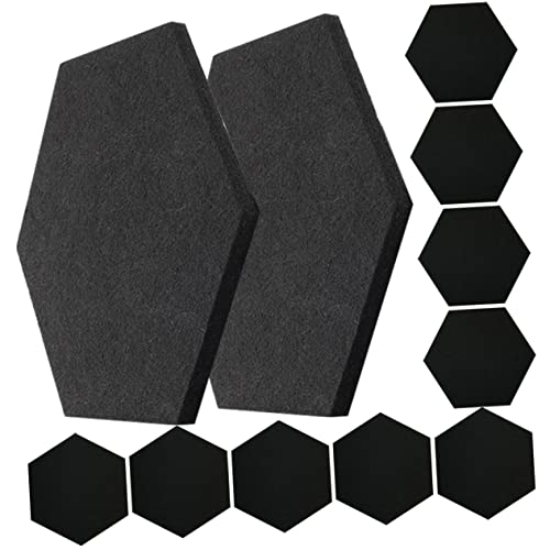 SHOWERORO Panel Acústico Gimnasio 12 Piezas Hexágono Adhesivos de Pared Amortiguadores de Sonido DIY Feltro Tablero de Anuncios Decoración Oficina miniatura 1