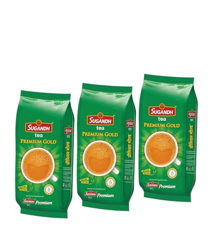 Image of Sugandh Premium Tea | 250GM X 3 | Pack of 3 | 750GM | CTC Processing | Strong and Rich in Taste | Aromatic Flavor | 100% Natural Ingredients | A Perfect Premium Cup of Tea for Chai Lover