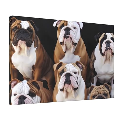 Toile murale vintage bouledogues anglais affiche tableau deco pour salon et interieur maison