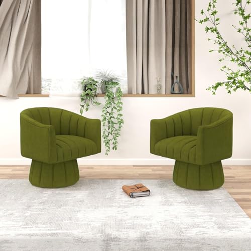 Sillón Giratorio Redondo Terciopelo Verde miniatura 7