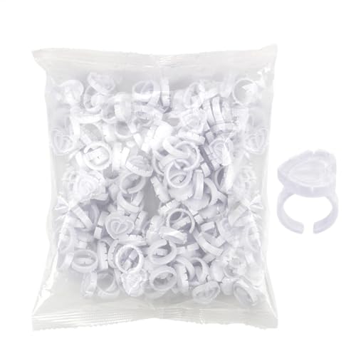 100pcs接着リング|使い捨て接着剤ホルダーリング|ハートシェイプまつげリング|調整可能なスマート接着剤カップテンションは、インクリップスティックの接着ホルダーを提供します