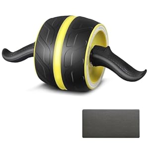 AB Wheel Roller with Resistance Spring, Automatic Rebound Exercise Abdominal Ultra-Wide Wheels Fitness for Gym & Home, Core Work-out Strength-Training Equipment with Knee Pad