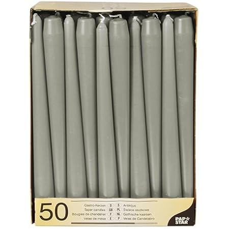 Hyoola Stabkerzen 25cm Braungrau - Tropffrei 8h Brenndauer 12er Pack