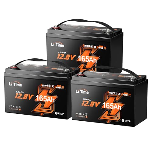 Image of Litime 12V 165Ah Group 31 LiFePO4 Lithium Battery for RV Marine Boat(3Pack)