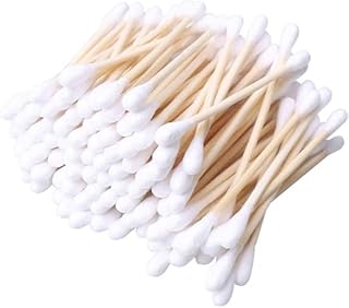 75Count Cotton Swabs, Natural Double Round Cotton Cotton Buds with Strong Wooden Sticks for Ears, Cruelty-Free Ear Swabs, Wooden Cotton Sticks with Storage Bag