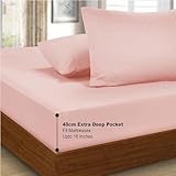 Funky Gadgets Double Fitted Sheet Blush Pink Extra Deep Pocket 16 Inch (40cm) 90 GSM Soft Brushed Microfiber Bed Sheets Easy Care Bottom Sheet (137 X 190cm) - Image 4