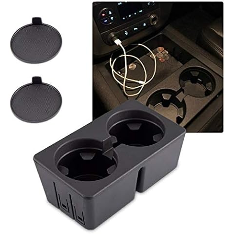 Dual Cup Holder Insert for 19154712 Chevy Silverado Avalanche Suburban GMC Sierra Yukon Escalade Compatible with 2007-2014 Replacement Center Console Beverage Drink Insert Cover
