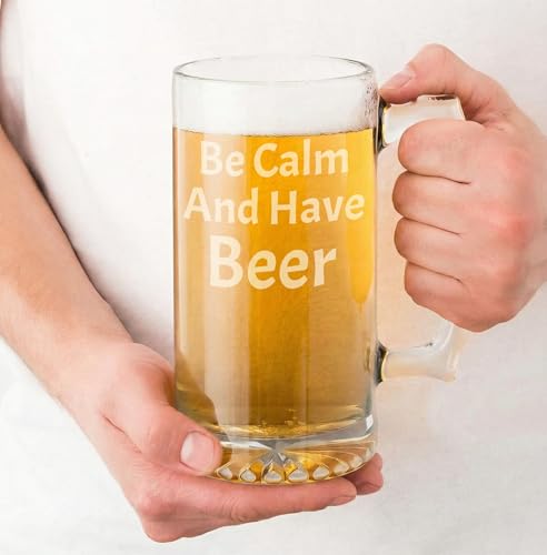 EKAM Personalised Engraved Glass Beer Mug - Personalise with Any Message for Any Occasion, Laser Engraved, Dishwasher Safe, 20oz/580ml Glass Beer Mug - Image 3