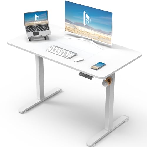 Homall scrivania regolabile in altezza, Elettrica con porta di ricarica USB, altezza regolabile tra 72 e 118 cm, con memoria per 3 livelli di altezza, scrivania per ufficio (bianco, 100?0 cm)