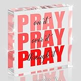 Red Room Decor, Inspirational Christian Gifts for Women, Red Dorm Bathroom Room Decoration, Office Decor for Women, Acrylic Office Desk Accessories Decoration Wall Art Sign - Pray through it