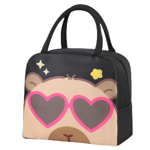 Bolsa de almuerzo isotérmica Capybara, antifugas con ganchillo, para niños/adultos, bolsa de almuerzo portátil (negro)