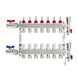 VANCOCO Collettore di Calore Radiante a 7 Circuiti con Eurocone 3/4 (16 x 2 mm), Distribut...