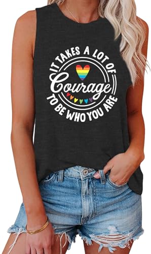 Gay Pride Outfits for Women Rainbow Tank Tops Pride Shirt to Be Who You are LGBT Equality Clothes