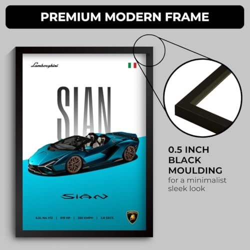 Image of Funk You Store Lamborghini Sian Poster | Framed Lamborghini A4 Sized (31 x 23 cm) | Car Posters for Wall, Gift for Boys Supercar Frame | Car Poster for Wall, Bedroom, Hostel, Study Room (F 057)