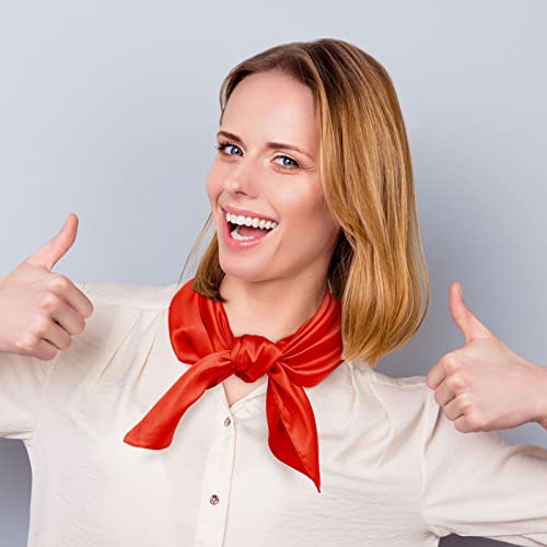 Geyoga 3 Pieces Neck Scarf for Women 23 Inch Satin Square Solid Head Scarves Neckerchief Handbag Accessories4