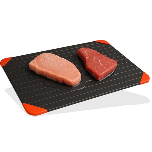Homiely Defrosting Tray - Fast Thawing tray Defrosting Board and plate for Frozen Meat Chicken Defrost thaw plate (Tray with 4 red corners)