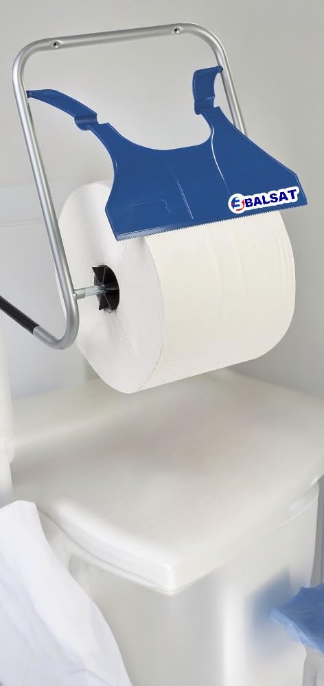 BALSAT | Dispensador Industrial de bobinas industriales pie o Pared | Portarrollos Industrial | para bobinas industriales | Incluye Paquete de 2 bobinas industriales de Regalo (Dispensador de Pared)