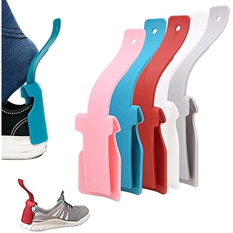 Lazy Shoe Helper Portable Shoe Lifting Helper Handled Plastic Shoehorn for Men Women and Kids Easily Put Shoes on or off, Fit for Most Shoes. 5 Pcs/Set Cover
