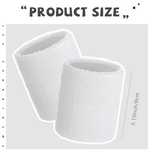 Image of WILLBOND 8 Pack Wrist Sweatbands Sports Wristbands Tennis Sweatbands Neon 80s Thick Cotton Gymnastics Sweat Band Athletic Football Soccer Sports Wristband for Men Women Party