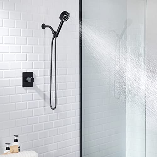 R Flory 4" Showerhead Set With Handheld Combo Shower Arm Detachable Shower Head With Stretchable 60" 304 Stainless Steel Hose And Multi Angle Adjustable Shower Bracket (Matte Black) #TOP4