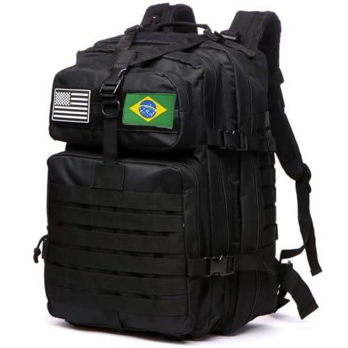 THURAM 50L Mochila Impermeável De Nylon 1000D Para Trekking Pesca Caça Mochila Mochilas Esportivas Táticas Militares Ao Ar Livre Acampamento Caminhada (Preto)