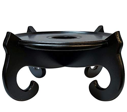 Oriental Furnishings Black Chinese Fish Bowl Planter Stand (10.5)