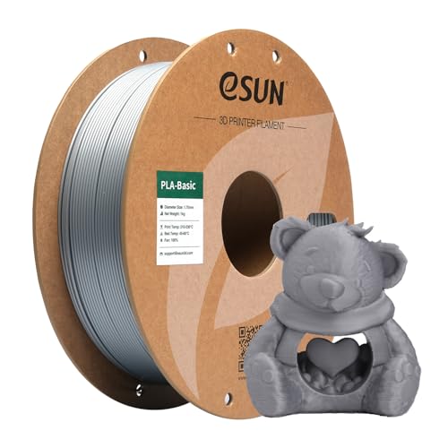 Image of eSUN PLA Basic Filament 1.75mm, 1KG Spool (2.2 LBS) High Speed Printing 3D Printer PLA Filament,Designed for Fast Printing, Silver