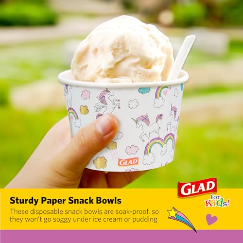 Image of Glad for Kids Unicorns Disposable Paper Snack Bowls, 12 Oz, 20 Count