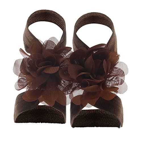 22 Pairs Solid Chiffon Flower Barefoot Sandals Feet Accessories For Baby Girls Newborns Infants Girls Wedges Size 13