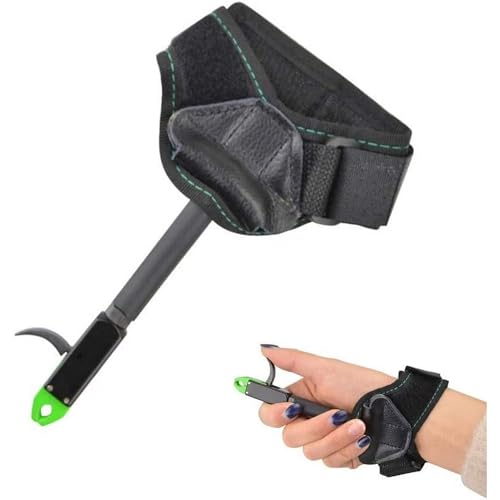CIGENBON Archery Compound Bow Release Aid Trigger Left Right Hand Adjustable Wrist Strap (Black 1 Pack (Green) by CIGENBON - Used condition - US$11.05