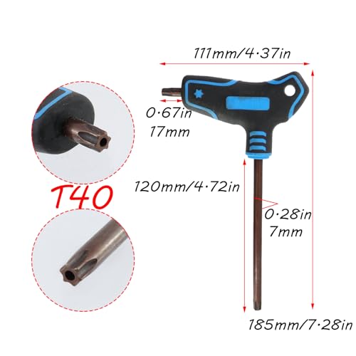 Image of Antrader T40 Torx Screwdriver,Anti Tamper Proof Torx Key,S2 Steel Non-Slip T-Handle Dual End Wrench (Blue)