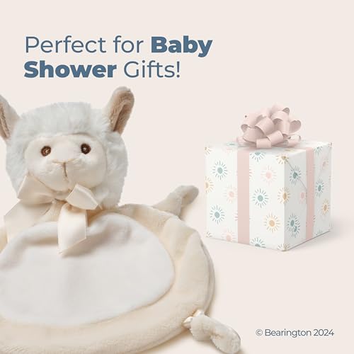 Image of Bearington Collection Llama Stuffed Animal for Baby Lovey Blanket - 8 x 7 in Small - Alma Modern - Llama Loveys for Babies & Nursery Decor - Silky Satin & Velour Security Companion & Travel-Friendly