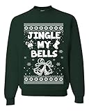 Wild Bobby Jingle My Bells Ugly Christmas Sweater Unisex Crewneck Sweatshirt, Forest Green, Large