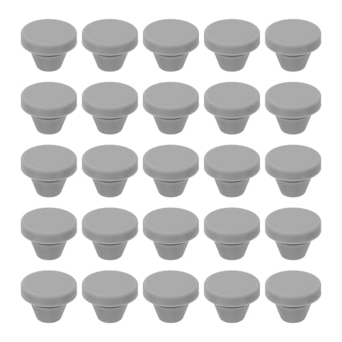 uxcell 25Pcs Rubber Hole Plugs, Round Soft Flexible Stopper Fit 7mm (0.28 Inch) Hole Dia., Waterproof Silicone Snug Plugs for Round Holes Sealing Kitchen Furniture, Gray