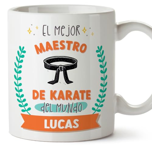 MUGFFINS Tazas Personalizadas para MAESTRO DE KARATE hombre - En Español - Mejor del mundo - Con dibujo - 11 oz / 330 ml - Regalo Personalizable original y divertido