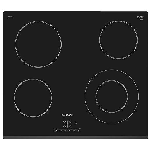 Bosch PKF631B17E Serie I 4 - Placa de cocina vitrocerámica de 60 cm de ancho, terminación bisel delantero, 4 zonas de cocción, control táctil, color negro