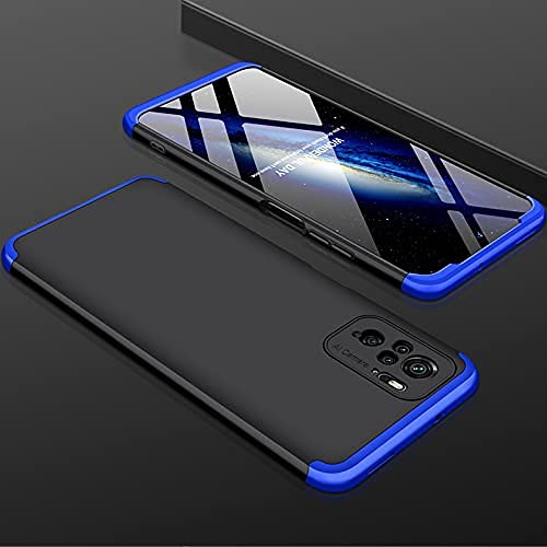MOBIKTC Back Case Cover Compatible Xiaomi Redmi Note 10 Pro Max-Full Body 3 in 1 Slim Fit 360 Degree Protection Hard Bumper Black Blue