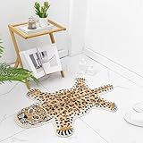 Mibathni Brown Leopard Bath Mat for Bathroom, Funny Cheetah Print Cute Cartoon Bathroom Rugs Non Slip Animal Shaped Absorbent Bathtub Mat Plush Shower Door Mat Decor 39.3x25.5 Inch