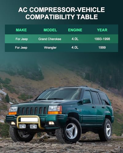 Image of SCITOO AC Compressor fit for Jeep for Grand Cherokee 4.0L 1993-1998 | Fast Cooling, Ultra Low Noise (≤72 dB)Air Conditioner Compressor with Clutch, Easy Installation, 55035782 55066151