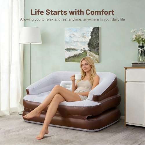 Onirii Full Size Inflatable Sofa Bed with Air Pump,2-in-1 Portable Blow-Up Air Couch,Inflatable Couch Bed and Folding Air Mattress for Home,Camping,and Guests by Onirii - Image 4
